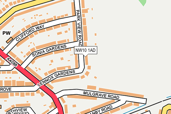 NW10 1AD map - OS OpenMap – Local (Ordnance Survey)