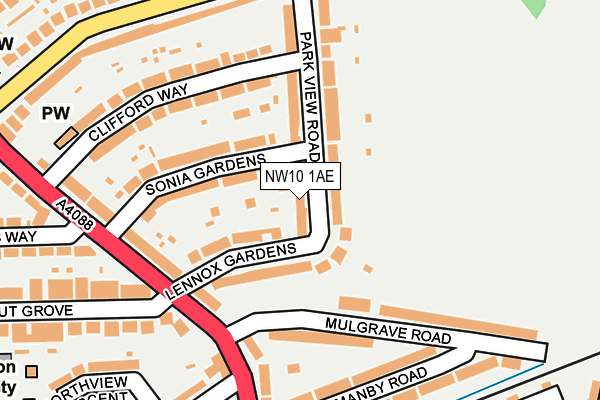 NW10 1AE map - OS OpenMap – Local (Ordnance Survey)