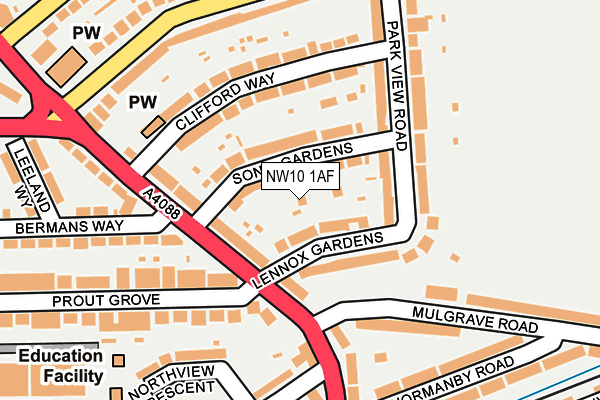 NW10 1AF map - OS OpenMap – Local (Ordnance Survey)
