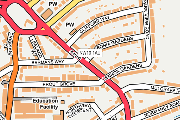NW10 1AU map - OS OpenMap – Local (Ordnance Survey)