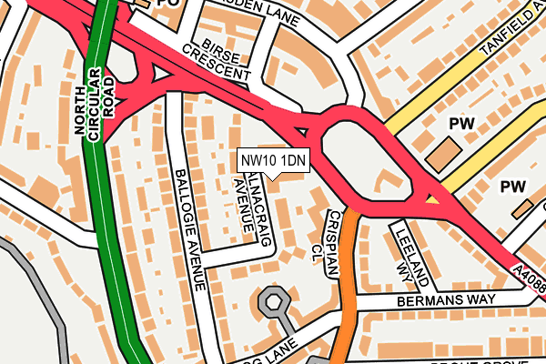 NW10 1DN map - OS OpenMap – Local (Ordnance Survey)