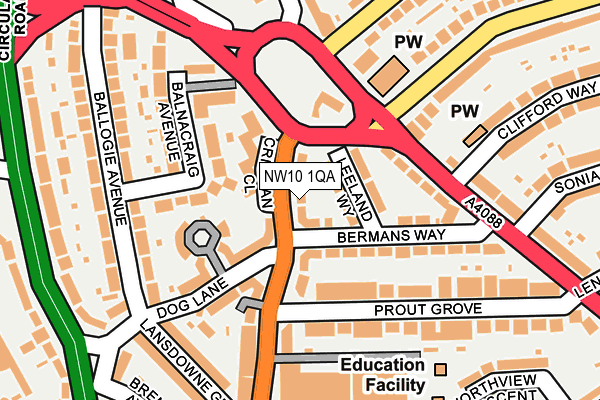 NW10 1QA map - OS OpenMap – Local (Ordnance Survey)