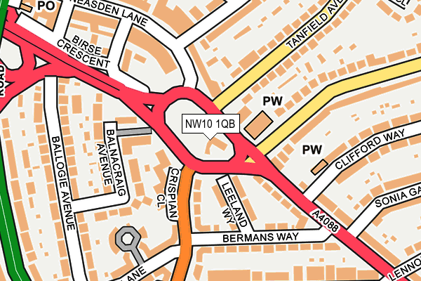 NW10 1QB map - OS OpenMap – Local (Ordnance Survey)