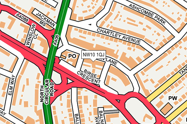 NW10 1QJ map - OS OpenMap – Local (Ordnance Survey)
