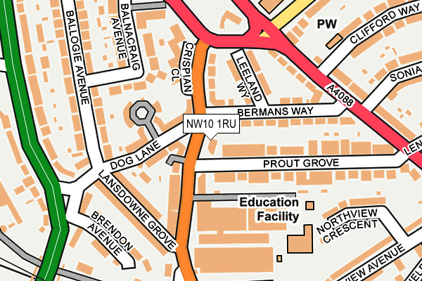 NW10 1RU map - OS OpenMap – Local (Ordnance Survey)