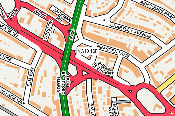 NW10 1SF map - OS OpenMap – Local (Ordnance Survey)