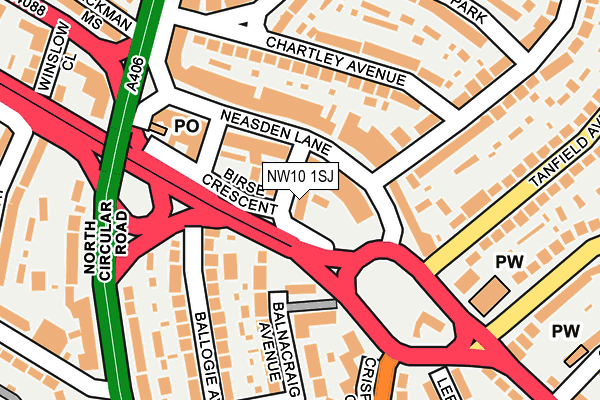 NW10 1SJ map - OS OpenMap – Local (Ordnance Survey)