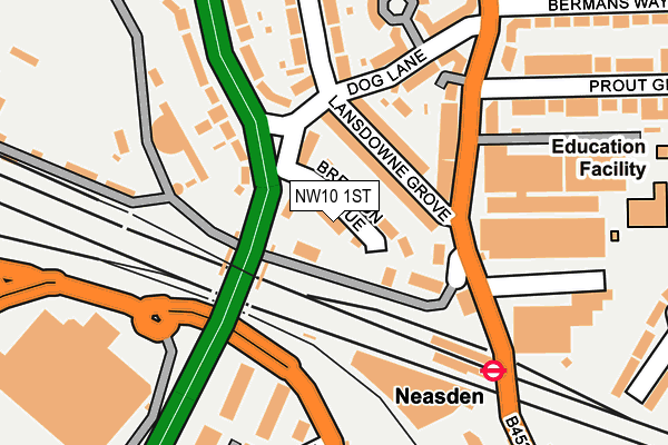 NW10 1ST map - OS OpenMap – Local (Ordnance Survey)