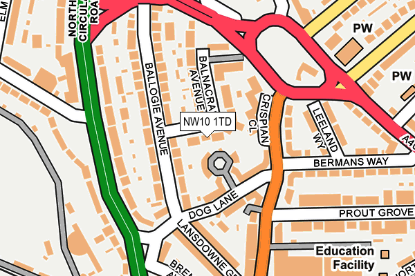 NW10 1TD map - OS OpenMap – Local (Ordnance Survey)