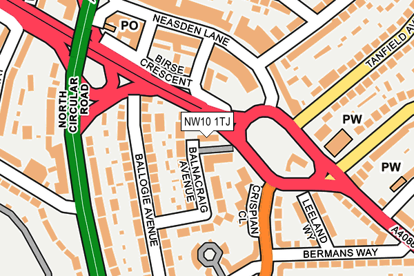 NW10 1TJ map - OS OpenMap – Local (Ordnance Survey)