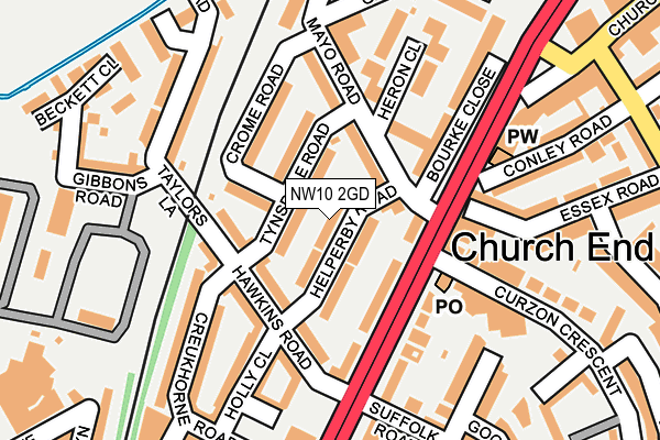 NW10 2GD map - OS OpenMap – Local (Ordnance Survey)