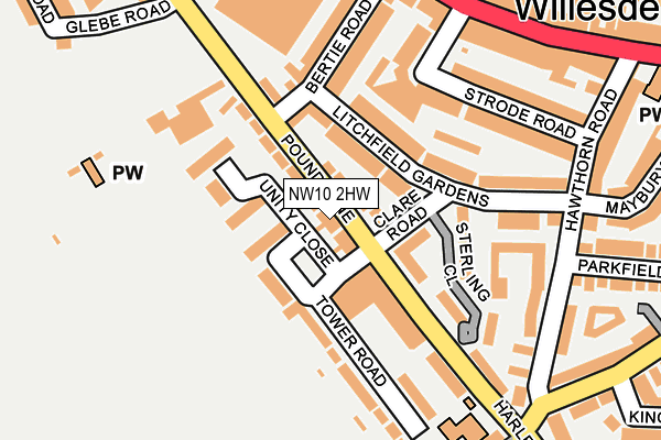 NW10 2HW map - OS OpenMap – Local (Ordnance Survey)