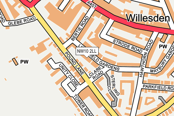 NW10 2LL map - OS OpenMap – Local (Ordnance Survey)