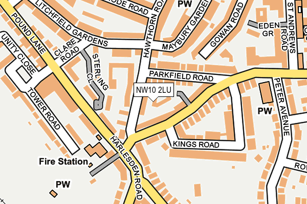 NW10 2LU map - OS OpenMap – Local (Ordnance Survey)
