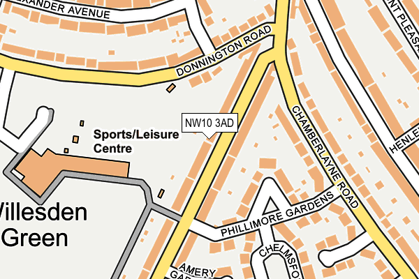 NW10 3AD map - OS OpenMap – Local (Ordnance Survey)