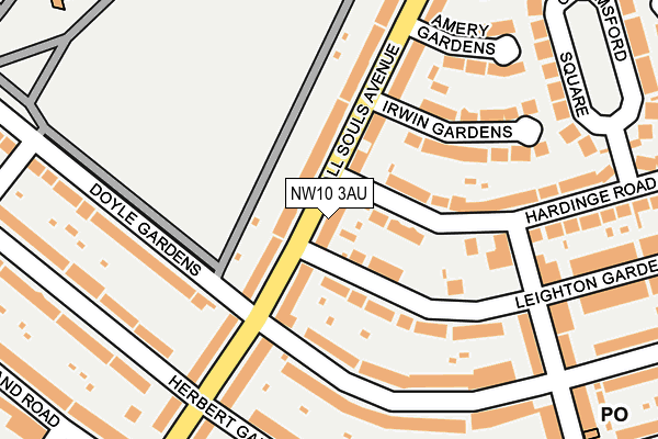 NW10 3AU map - OS OpenMap – Local (Ordnance Survey)