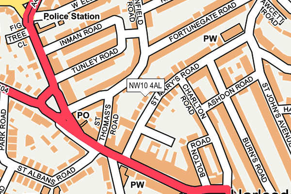 NW10 4AL map - OS OpenMap – Local (Ordnance Survey)