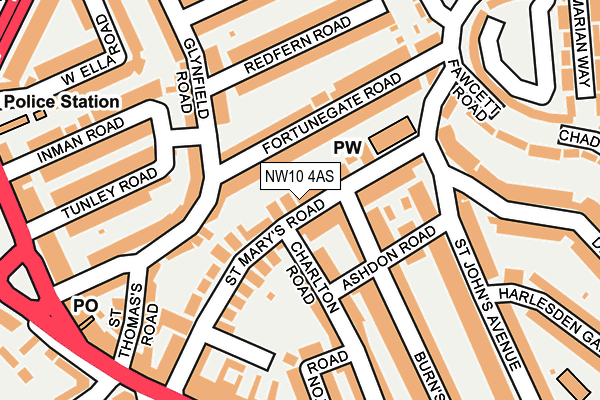 NW10 4AS map - OS OpenMap – Local (Ordnance Survey)