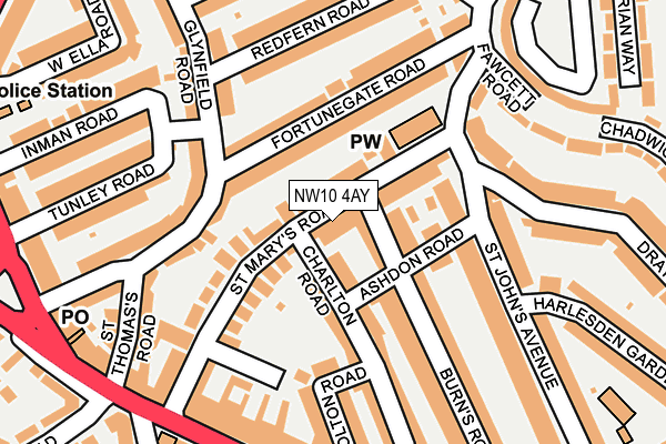 NW10 4AY map - OS OpenMap – Local (Ordnance Survey)
