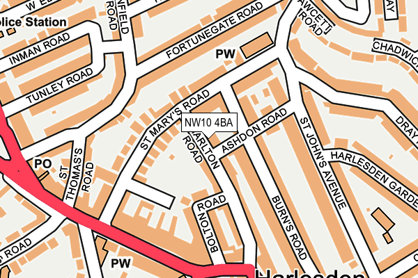 NW10 4BA map - OS OpenMap – Local (Ordnance Survey)