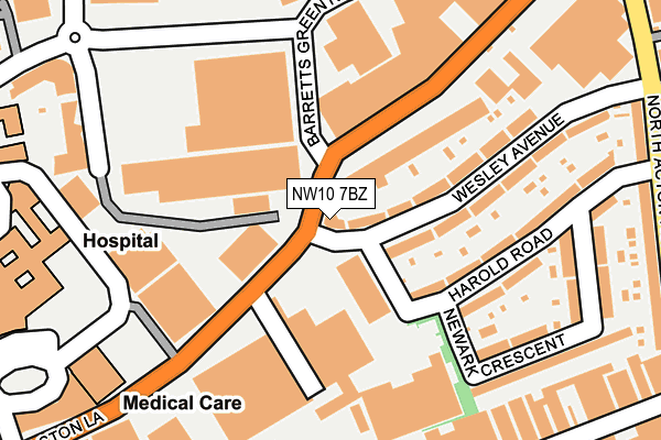 NW10 7BZ map - OS OpenMap – Local (Ordnance Survey)