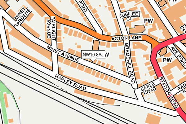 NW10 8AJ map - OS OpenMap – Local (Ordnance Survey)