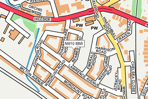 NW10 8BW map - OS OpenMap – Local (Ordnance Survey)
