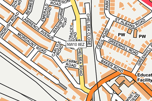 NW10 8EZ map - OS OpenMap – Local (Ordnance Survey)
