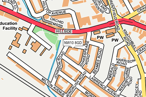 NW10 8GD map - OS OpenMap – Local (Ordnance Survey)