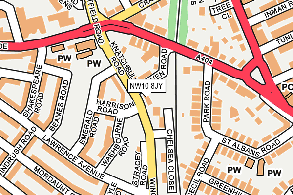 NW10 8JY map - OS OpenMap – Local (Ordnance Survey)