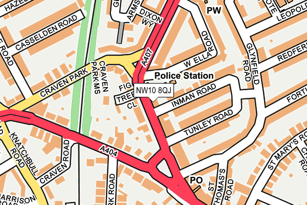 NW10 8QJ map - OS OpenMap – Local (Ordnance Survey)
