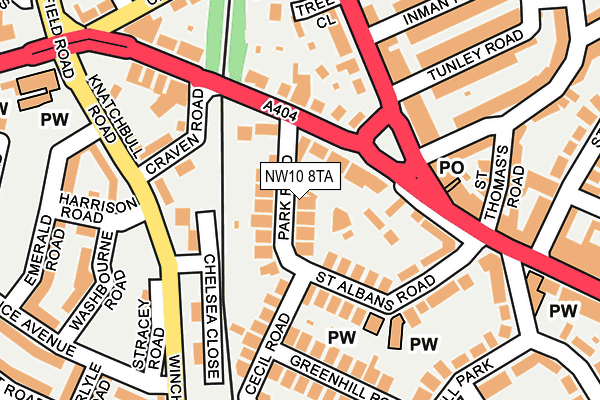 NW10 8TA map - OS OpenMap – Local (Ordnance Survey)
