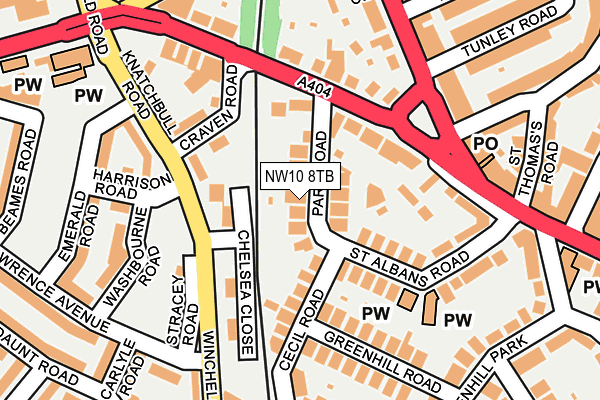 NW10 8TB map - OS OpenMap – Local (Ordnance Survey)