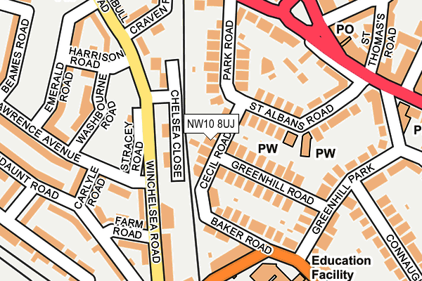 NW10 8UJ map - OS OpenMap – Local (Ordnance Survey)