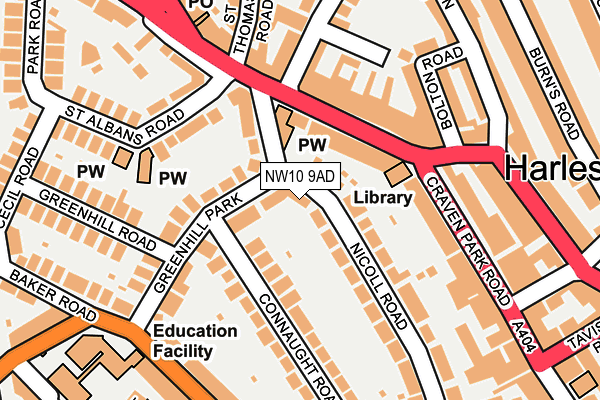 NW10 9AD map - OS OpenMap – Local (Ordnance Survey)