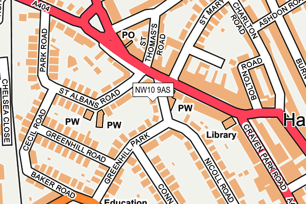 NW10 9AS map - OS OpenMap – Local (Ordnance Survey)
