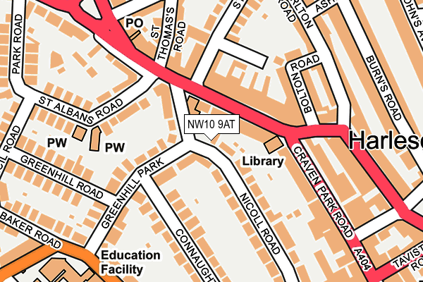 NW10 9AT map - OS OpenMap – Local (Ordnance Survey)