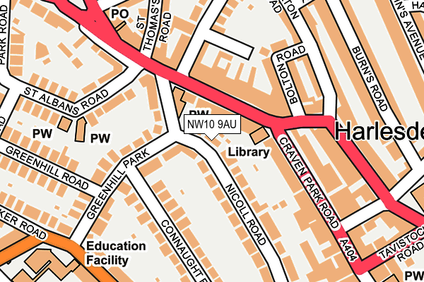 NW10 9AU map - OS OpenMap – Local (Ordnance Survey)