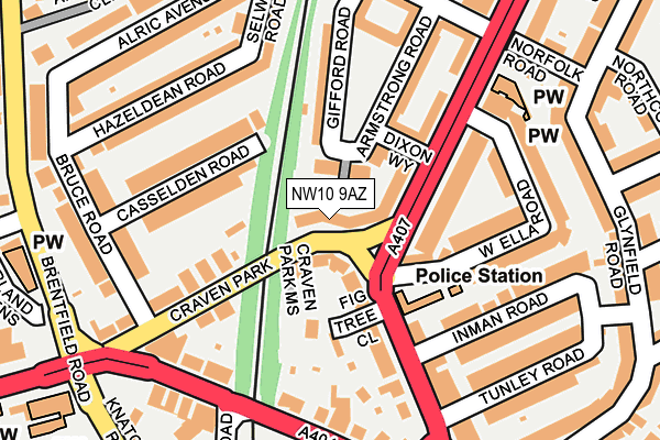 NW10 9AZ map - OS OpenMap – Local (Ordnance Survey)
