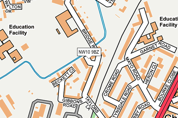 NW10 9BZ map - OS OpenMap – Local (Ordnance Survey)