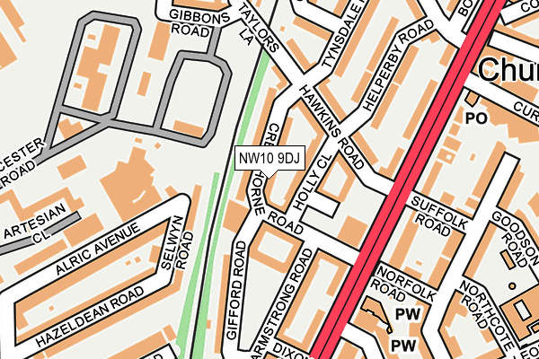 NW10 9DJ map - OS OpenMap – Local (Ordnance Survey)