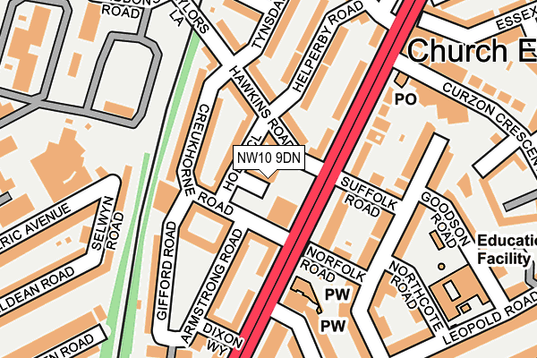 NW10 9DN map - OS OpenMap – Local (Ordnance Survey)