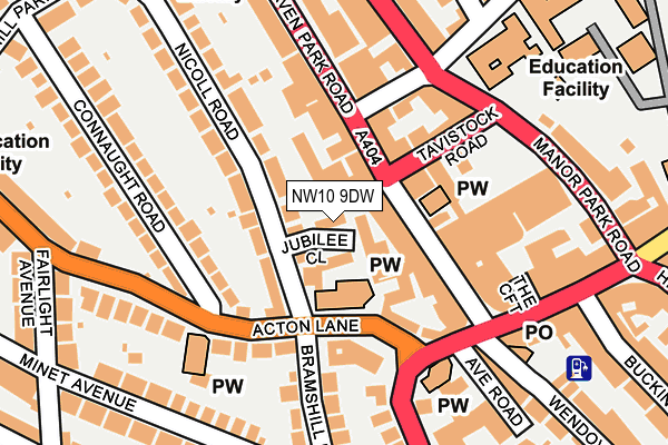 NW10 9DW map - OS OpenMap – Local (Ordnance Survey)