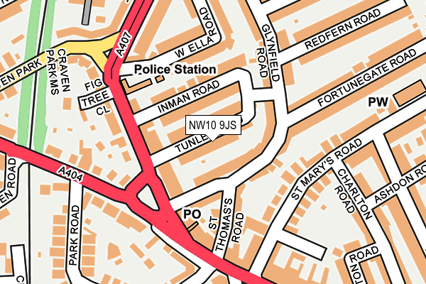 NW10 9JS map - OS OpenMap – Local (Ordnance Survey)