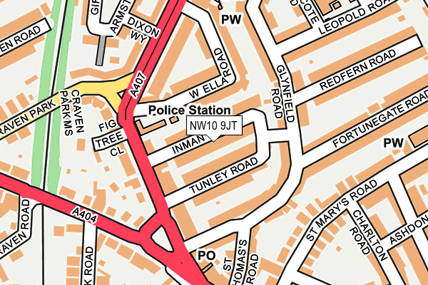 NW10 9JT map - OS OpenMap – Local (Ordnance Survey)
