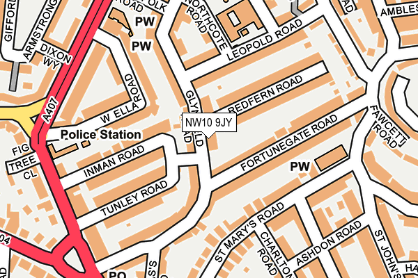 NW10 9JY map - OS OpenMap – Local (Ordnance Survey)