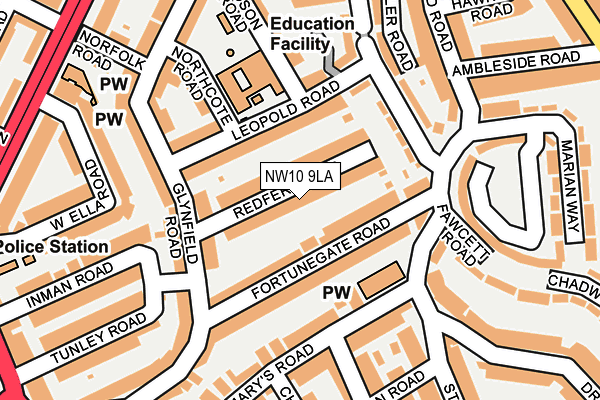 NW10 9LA map - OS OpenMap – Local (Ordnance Survey)