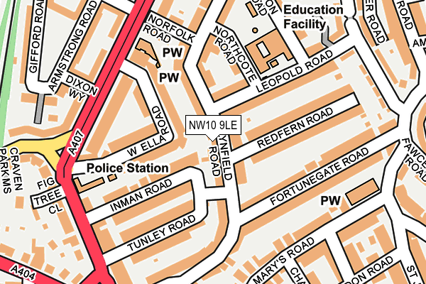 NW10 9LE map - OS OpenMap – Local (Ordnance Survey)