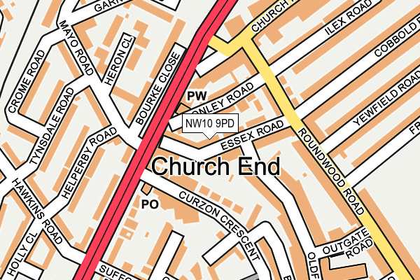 NW10 9PD map - OS OpenMap – Local (Ordnance Survey)