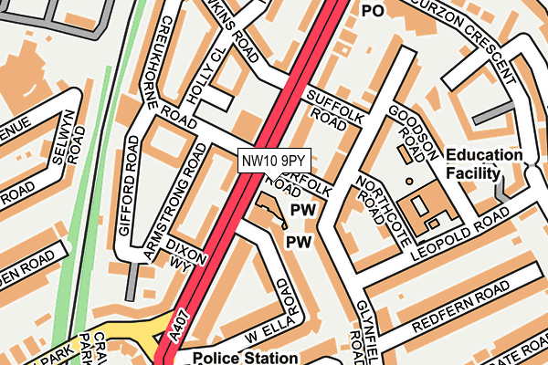 NW10 9PY map - OS OpenMap – Local (Ordnance Survey)